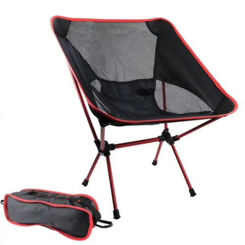 Кресло туристическое YL05 складное (компактное и легкое), черное, красные ножки, до 110 кг