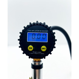 Пистолет для подкачки колёс с электронным манометром до 220PSI или 15bar с плоским курком и с кнопкой стравливания, ЕВРО разъем под шланг