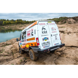 Бампер РИФ силовой задний ГАЗ Соболь с квадратом под фаркоп и фонарями стандарт