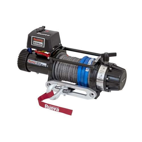 Лебёдка автомобильная электрическая 12V Runva 13500 lbs 6136 кг влагозащищенная, синтетический трос