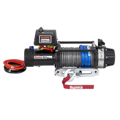 Лебёдка автомобильная электрическая 12V Runva 13500 lbs 6136 кг влагозащищенная, синтетический трос
