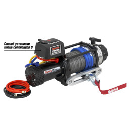 Лебёдка автомобильная электрическая 12V Runva 13500 lbs 6136 кг влагозащищенная, синтетический трос