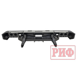 Бампер РИФ силовой задний ГАЗ Соболь с площ. под лебёдку, квадратом под фаркоп и фонарями стандарт