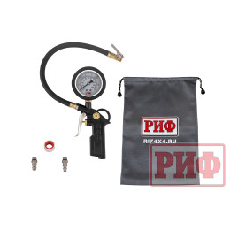 Пистолет РИФ для подкачки колес виброустойчивый (черный) с манометром РИФ от 0 до 7 атм.