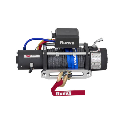 Лебёдка автомобильная электрическая 12V Runva 9500 lbs 4350 кг (синтетический трос)