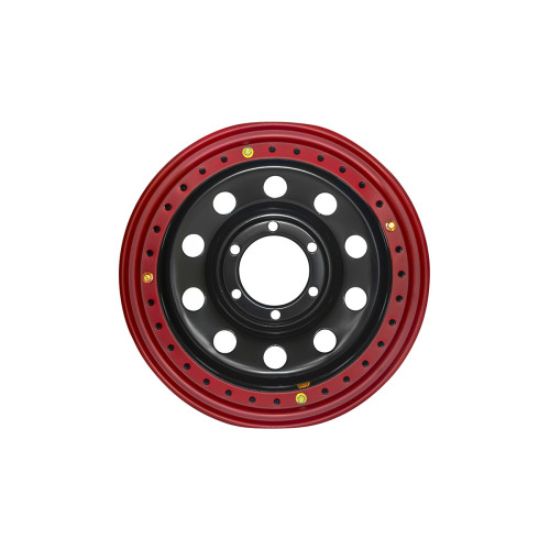 Диск усиленный стальной черный 6x139,7 8xR16 d110 ET-19 с двойным бедлоком (красный)