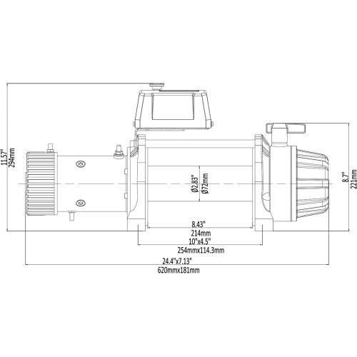 Лебёдка автомобильная электрическая 12V Runva 9500 lbs 4350 кг влагозащищенная, синтетический трос
