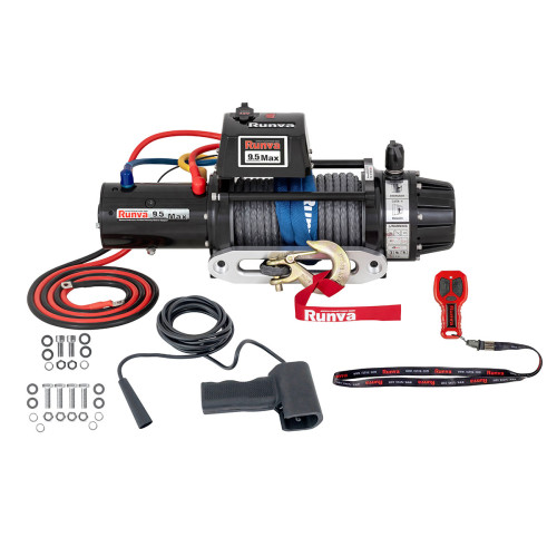 Лебёдка автомобильная электрическая 12V Runva 9500 lbs 4350 кг влагозащищенная, синтетический трос