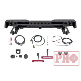 Бампер РИФ силовой задний Toyota Hilux 2005-2014 с квадратом под фаркоп и фонарями