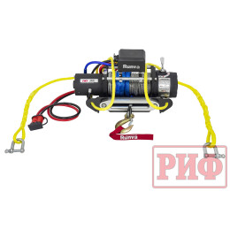 Лебёдка переносная РИФ 9500SR c квадратом для фаркопа, синтетический трос (облегченная)