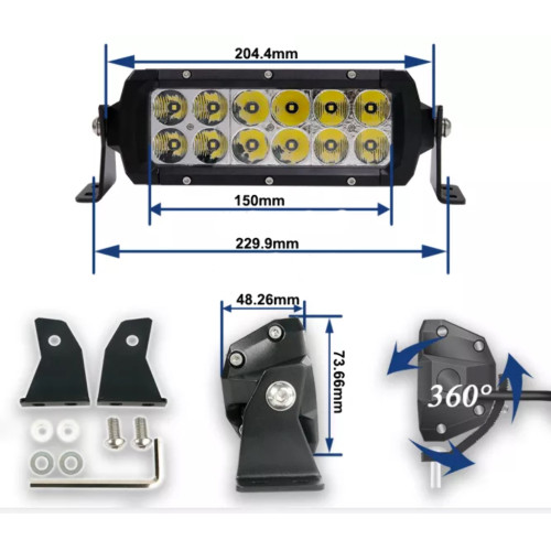 Светодиодная фара дальнего света AURORA 152 мм 45W с RGB подсветкой
