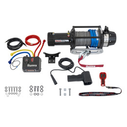 Лебёдка автомобильная электрическая 12V Runva 12500 lbs 5670 кг влагозащищенная, синтетический трос
