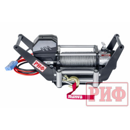 Лебёдка переносная РИФ 9000 c площадкой в квадрат для фаркопа и проводами (в сборе) стальной трос