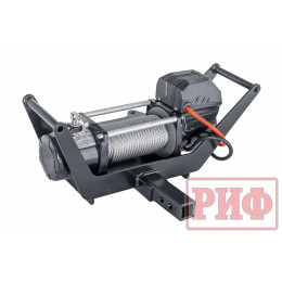 Лебёдка переносная РИФ 9000 c площадкой в квадрат для фаркопа и проводами (в сборе) стальной трос