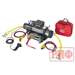 Лебёдка переносная РИФ 10000S c облегчённой площадкой и проводами (стальной трос)