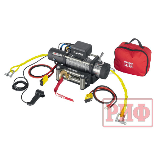 Лебёдка переносная РИФ 10000S c облегчённой площадкой и проводами (стальной трос)