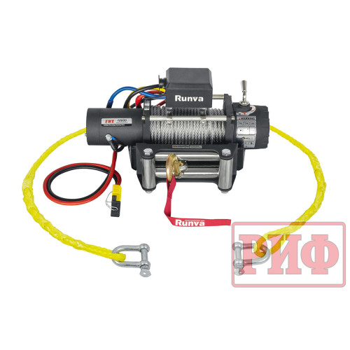 Лебёдка переносная РИФ 10000S c облегчённой площадкой и проводами (стальной трос)