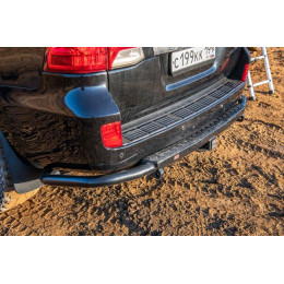 Бампер задний силовой/защита штатного бампера РИФ Toyota Land Cruiser 200 2007-2015 c квадратом под фаркоп