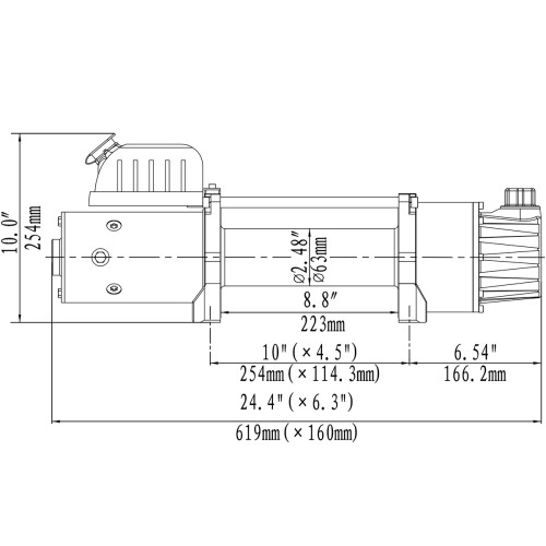 Лебёдка электрическая двухскоростная 12V Runva 10000 lbs 4500 кг (синтетический трос)