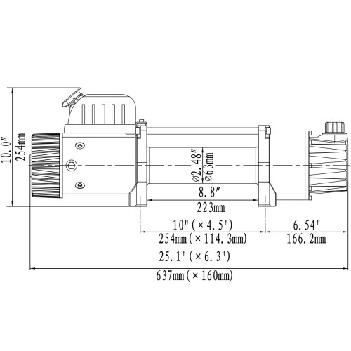 Лебёдка электрическая двухскоростная 12V Runva 12000 lbs 5443 кг (синтетический трос)