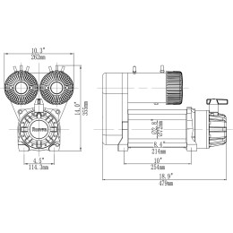 Лебёдка автомобильная электрическая 12V Runva 10000 lbs 4500 кг двухмоторная (синтетический трос) 