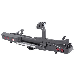 Бампер РИФ силовой задний Toyota Hilux 2015+ с квадратом под фаркоп, калиткой, фонарями, подсветкой номера