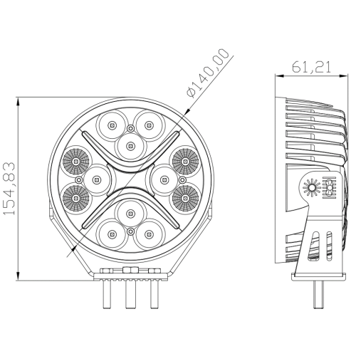 Светодиодная фара комбинированного света РИФ 140 мм 60W LED