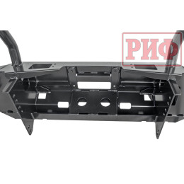 Бампер РИФ силовой передний Mitsubishi Pajero Sport 2015-2020 с доп. фарами (арт. B0205), защитной дугой, защитой бачка омывателя