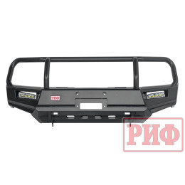 Бампер РИФ силовой передний Mitsubishi Pajero Sport 2015-2020 с доп. фарами (арт. B0205), защитной дугой, защитой бачка омывателя