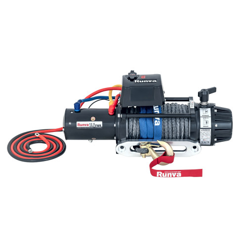 Лебёдка автомобильная электрическая 12V Runva 12500 lbs 5670 кг (влагозащищенная) синтетический трос