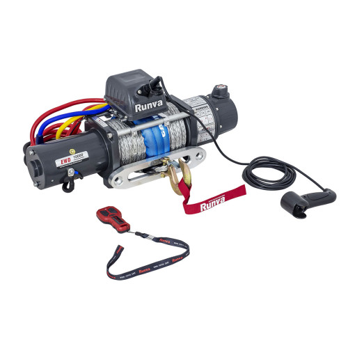 Лебёдка электрическая двухскоростная 12V Runva 10000 lbs 4500 кг (синтетический трос)