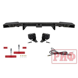 Бампер РИФ силовой задний УАЗ Буханка с фонарями, возможностью установки фаркопа, лифт 65 мм