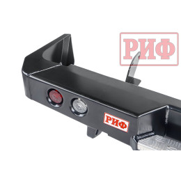 Бампер РИФ силовой задний Toyota Land Cruiser 78 2007+ с квадратом под фаркоп, калиткой и фонарями