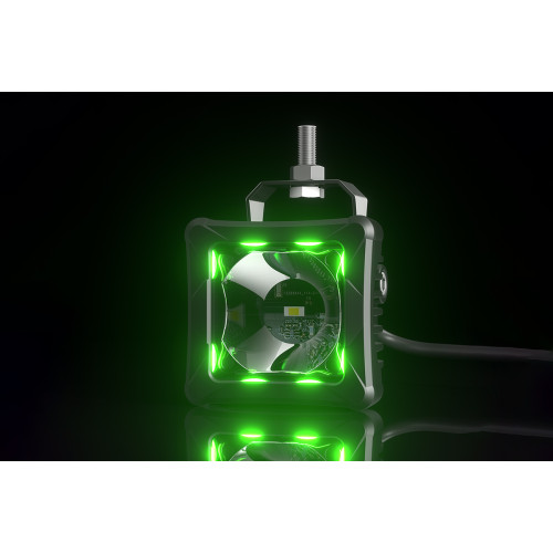 Светодиодные фары дальнего света AURORA 76x76 мм 30W с RGB подсветкой