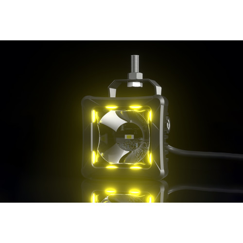 Светодиодные фары дальнего света AURORA 76x76 мм 30W с RGB подсветкой