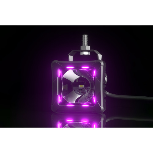 Светодиодные фары дальнего света AURORA 76x76 мм 30W с RGB подсветкой