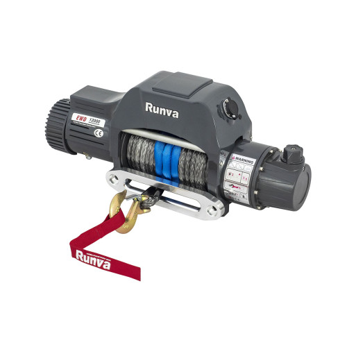 Лебёдка электрическая двухскоростная 12V Runva 12000 lbs 5443 кг (синтетический трос)