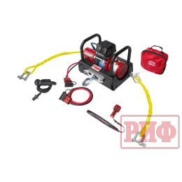 Лебёдка переносная РИФ 9.5XS c площадкой и проводами (в сборе) корот. барабан, синт. трос