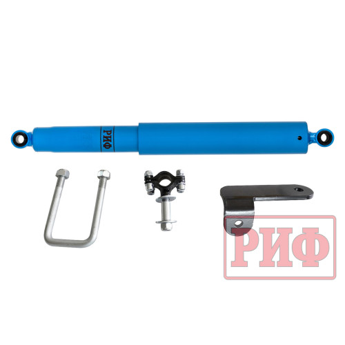 Демпфер РИФ рулевой с кронштейнами УАЗ Патриот, Пикап, Карго до 2019 лифт 30-50 мм