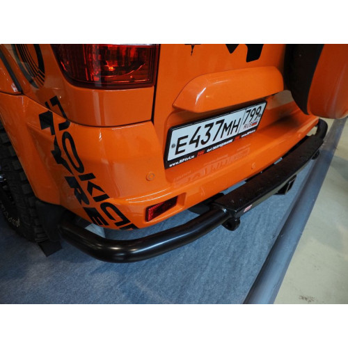 Бампер задний силовой/защита штатного бампера РИФ УАЗ Патриот 2015+ с квадратом под фаркоп, стандарт