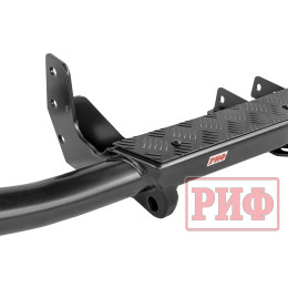 Бампер задний силовой/защита штатного бампера РИФ УАЗ Патриот 2015+ с квадратом под фаркоп, стандарт