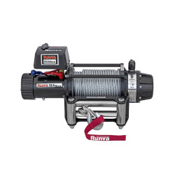 Лебёдка автомобильная электрическая 12V Runva 13500 lbs 6136 кг влагозащищенная, стальной трос