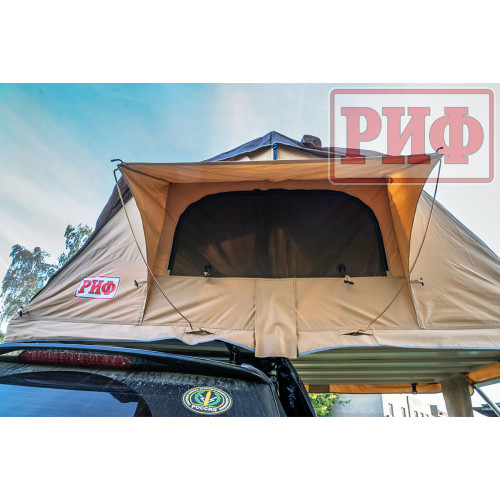 Палатка на крышу автомобиля РИФ Soft RT01-140, тент песочный, корпус черный, 240х140х130 см