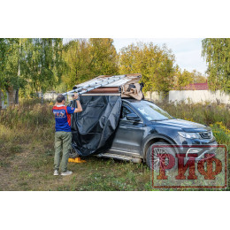 Палатка на крышу автомобиля РИФ Soft RT01-140, тент песочный, корпус черный, 240х140х130 см
