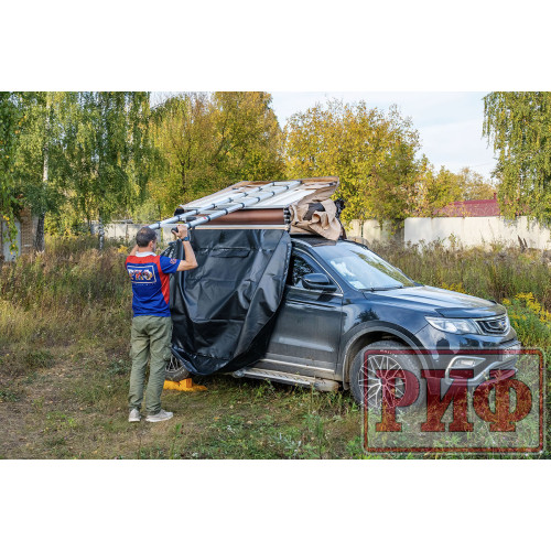 Палатка на крышу автомобиля РИФ Soft RT01-140, тент песочный, корпус черный, 240х140х130 см