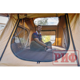 Палатка на крышу автомобиля РИФ Soft RT01-140, тент песочный, корпус черный, 240х140х130 см