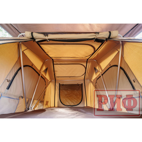 Палатка на крышу автомобиля РИФ Soft RT01-140, тент песочный, корпус черный, 240х140х130 см