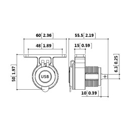Розетка USB 3,1А на кронштейне
