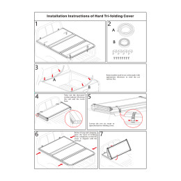 Крышка кузова РИФ для Huanghai N7, трёхсекционная, 1784x1690 мм, алюминиевая, черная