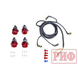 Бампер РИФ силовой задний Toyota Land Cruiser 100 с квадратом под фаркоп, калиткой, фонарями, подсветкой номера